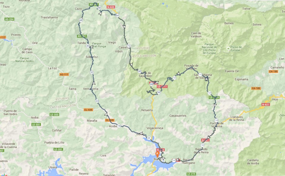 Riano-Ponga-Sajambre-Valdeon-Mapa